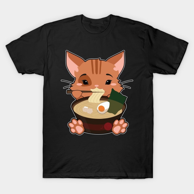 Anime Cute Cat Japanese Ramen Noodles Kawaii Gift design T-Shirt by theodoros20